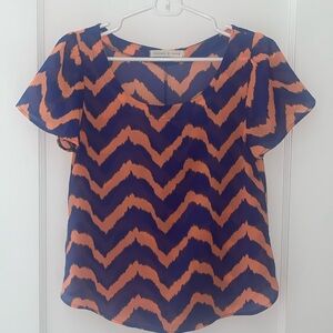Orange and Blue Blouse